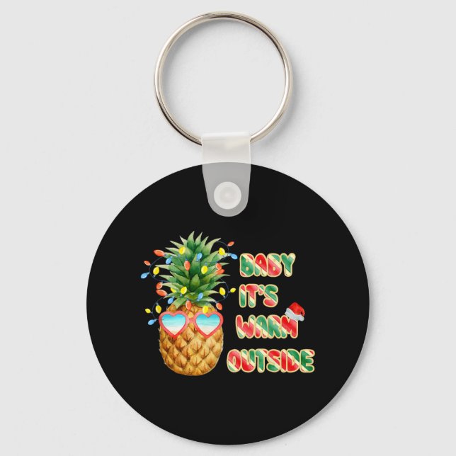 Its Warm Outside Funny Santa Christmas In July Fun Key Ring (Front)