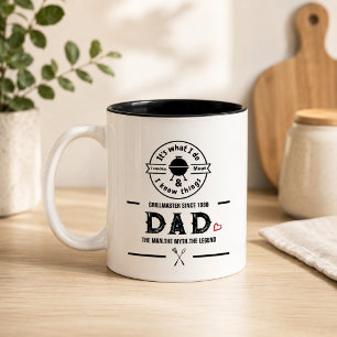 It's What I Do I Smoke Meat Funny Dad BBQ Heart Two-Tone Coffee Mug