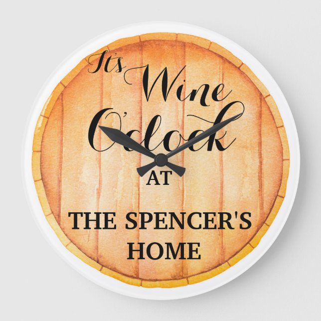 IT'S WINE O'CLOCK AT YOUR HOME LARGE CLOCK (Front)