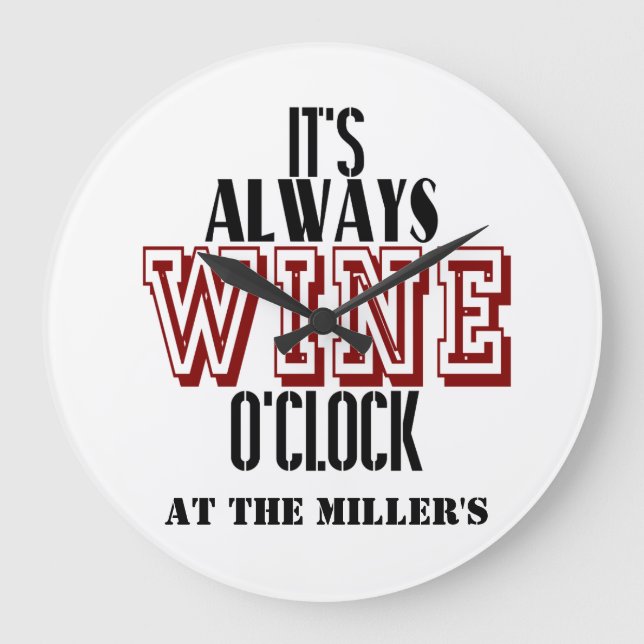 It's Wine o'clock bar clock (Front)