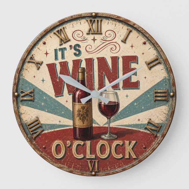 It's Wine O'Clock  Large Clock (Front)