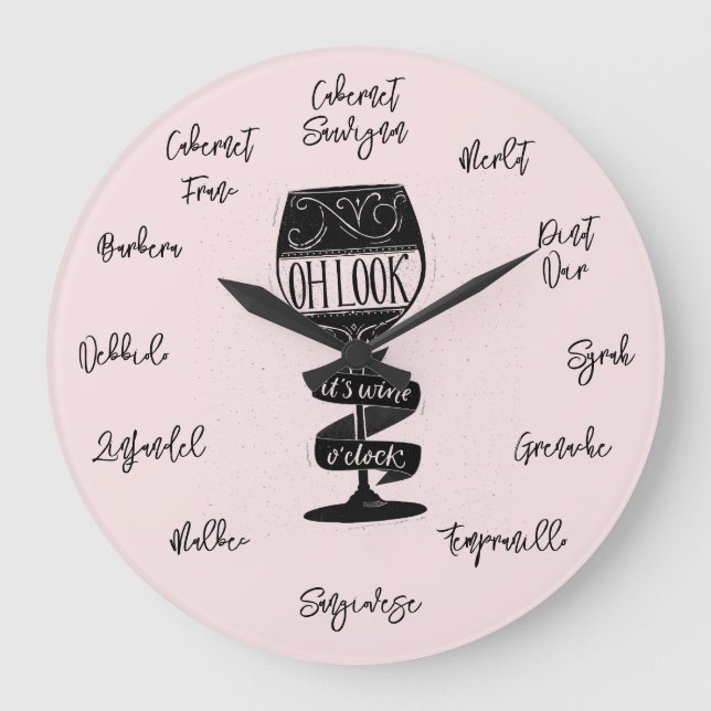 Its Wine O'clock Large Clock (Front)