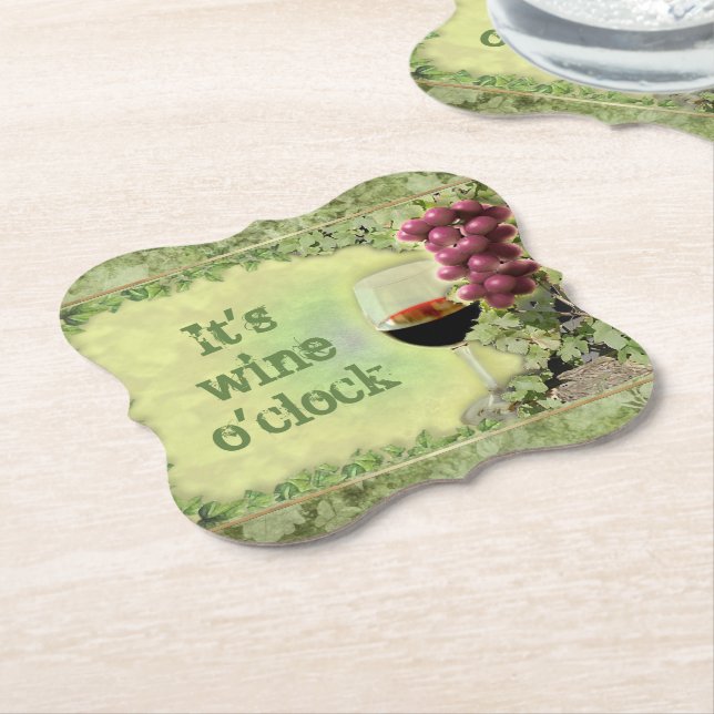 It's Wine O'Clock Paper Coaster (Angled)