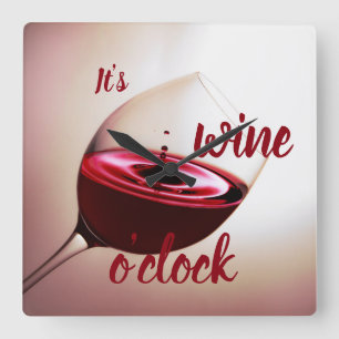 It's wine o'clock square wall clock