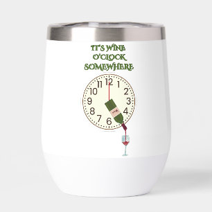 IT'S WINE O'CLOCK white funny wine clock 11 oz.