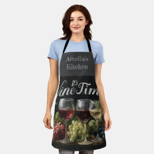 "It's Wine Time" Rustic Chalkboard Art Apron