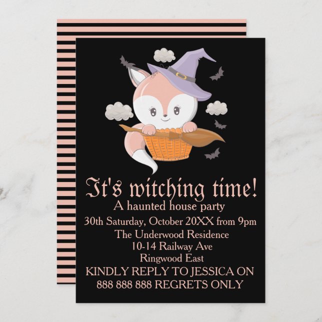 IT'S WITCHING TIME HALLOWEEN PARTY INVITATION (Front/Back)