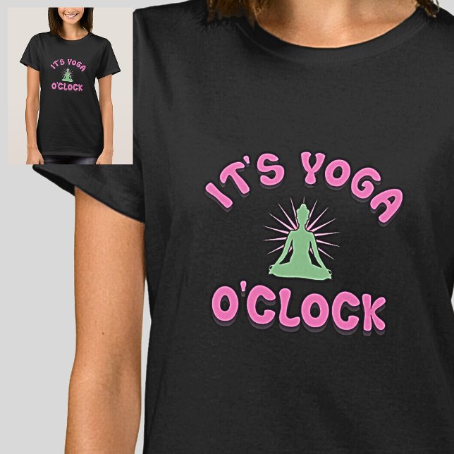 It's Yoga O'Clock Pink Mauve & Green T-Shirt (Creator Uploaded)
