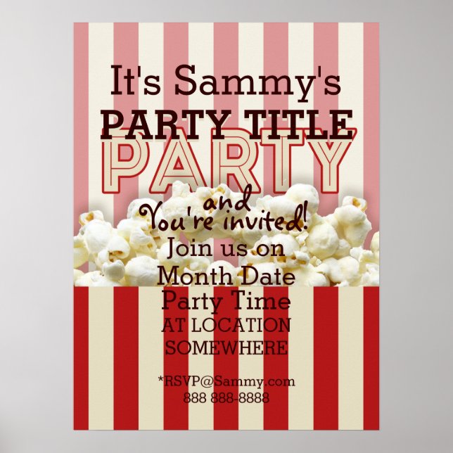 It's Your Party Invitation Poster Personalise it! (Front)