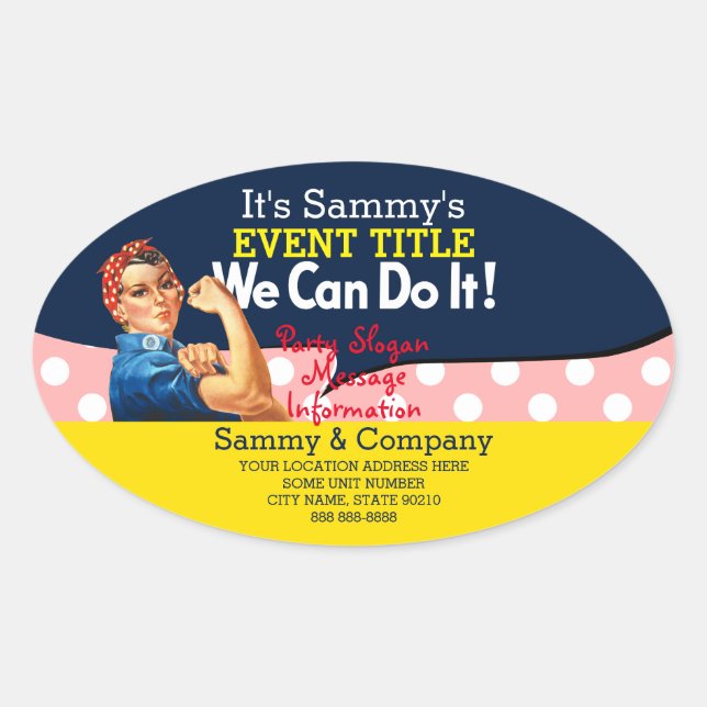 It's Your Personalised Rosie Party Supply Oval Sticker (Front)