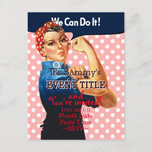 It's Your Rosie Party 12 lines 2 sided custom Invitation Postcard