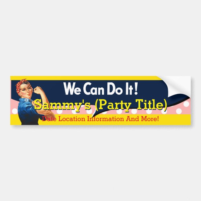 It's Your Rosie Party Bumper Personalise it Sticker (Front)
