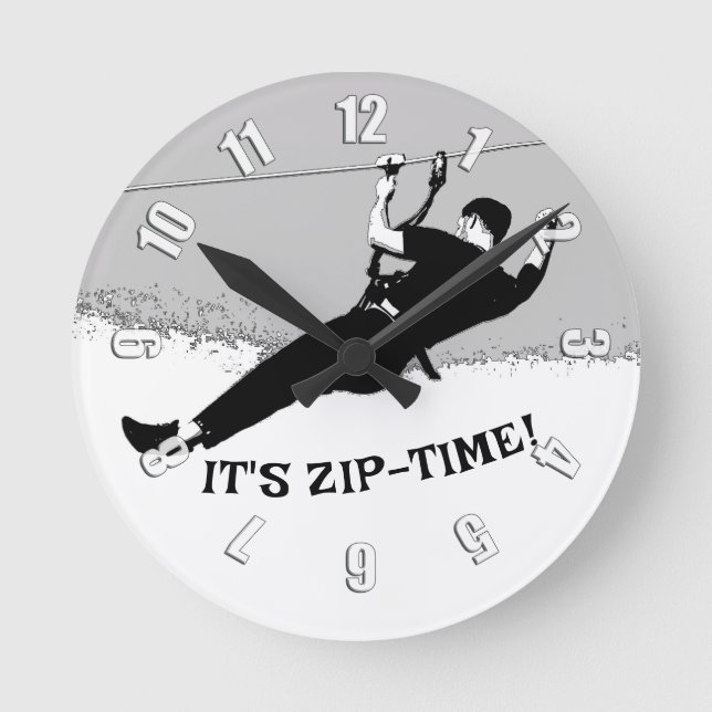 It's Zip-Time! - Ziplining Pro Round Clock (Front)