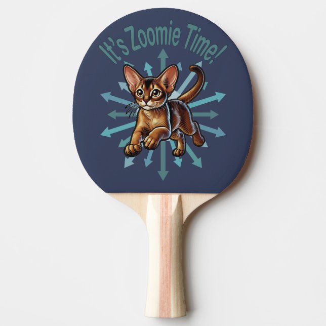 It's Zoomie Time Abyssinian Cat Ping Pong Paddle (Front)
