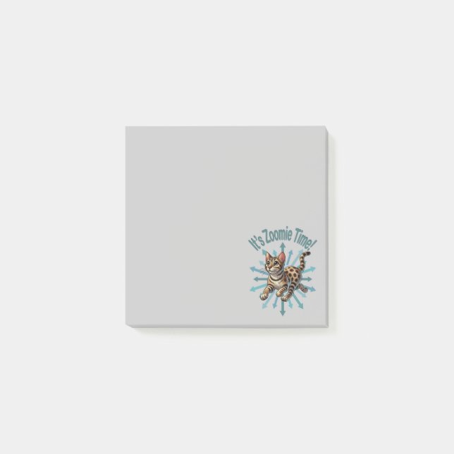 It's Zoomie Time Bengal Cat Post-it Notes (Front)