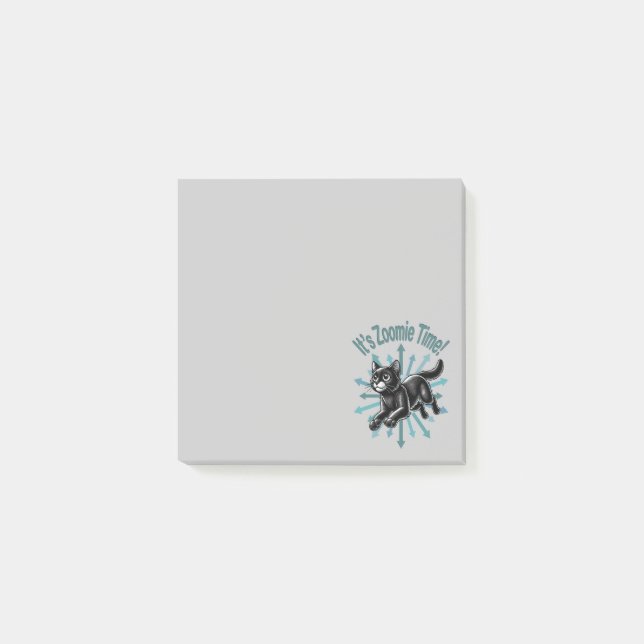 It's Zoomie Time Black Cat Post-it Notes (Front)