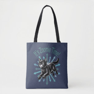 It's Zoomie Time Black Cat Tote Bag