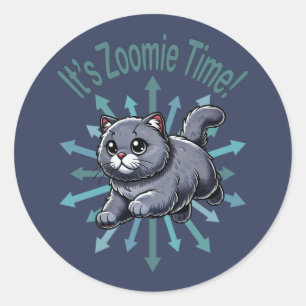 It's Zoomie Time British Shorthaired Cat Classic Round Sticker