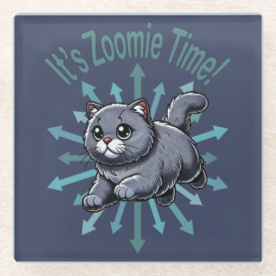 It's Zoomie Time British Shorthaired Cat Glass Coaster