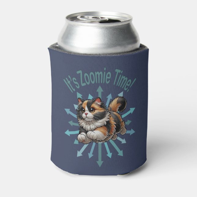 It's Zoomie Time Calico Cat Can Cooler (Can Back)