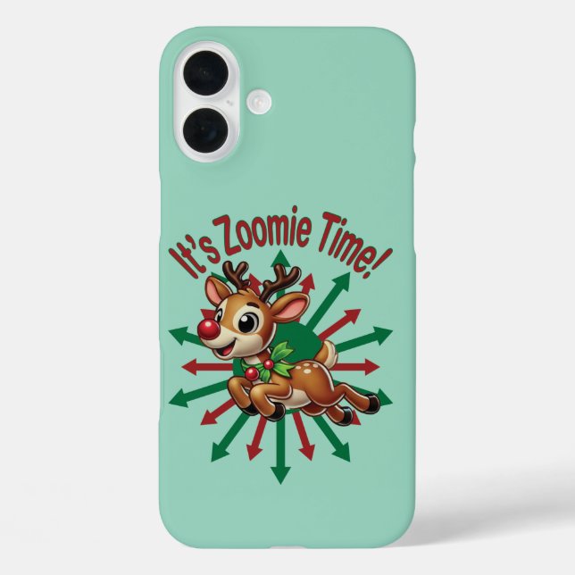 "It's Zoomie Time! Christmas Reindeer Case-Mate iPhone Case (Back)