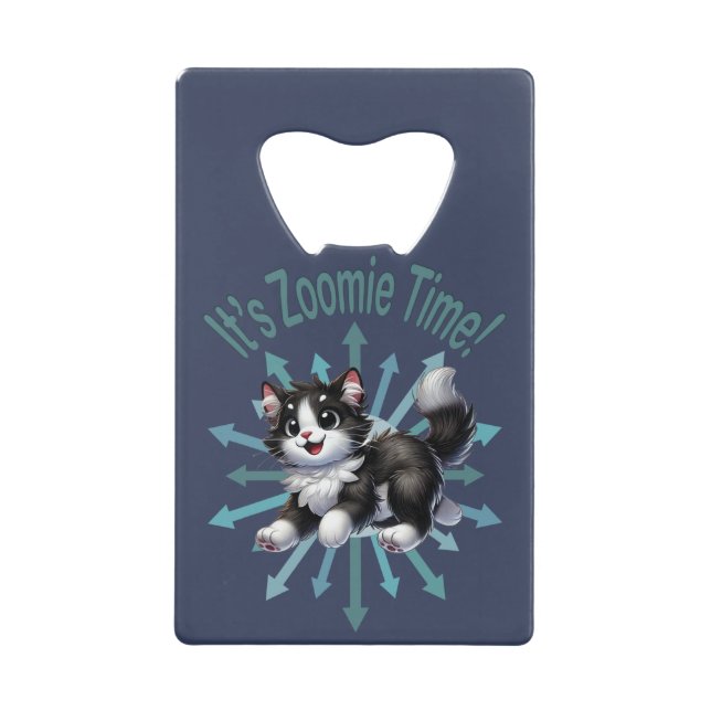 It's Zoomie Time Cute Black & White Cat (Front)
