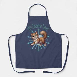 It's Zoomie Time Cute Brown & White Cat Apron