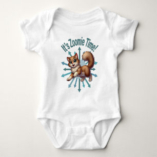 It's Zoomie Time Cute Brown & White Cat Baby Bodysuit