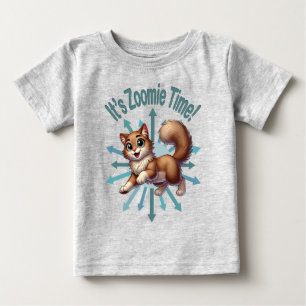 It's Zoomie Time Cute Brown & White Cat Baby T-Shirt