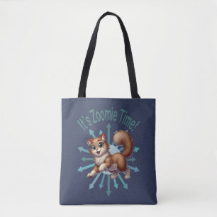 It's Zoomie Time Cute Brown & White Cat Tote Bag