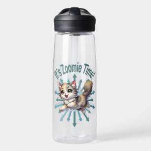 It's Zoomie Time Cute Tricolor Cat Water Bottle