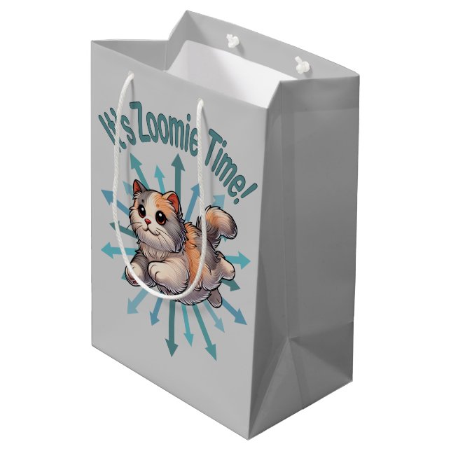 It's Zoomie Time Dilute Calico Cat Medium Gift Bag (Back Angled)