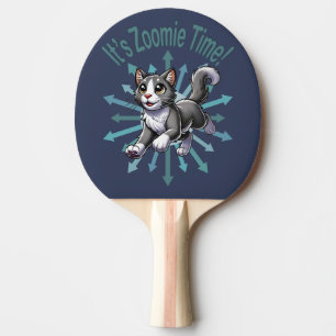 It's Zoomie Time Grey Bicolor Cat Ping Pong Paddle