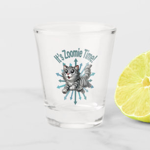 It's Zoomie Time Grey Tabby Cat Shot Glass