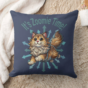 It's Zoomie Time Norwegian Forest Cat Cushion
