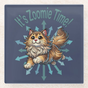 It's Zoomie Time Norwegian Forest Cat Glass Coaster
