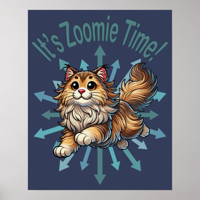 It's Zoomie Time Norwegian Forest Cat Poster (Front)