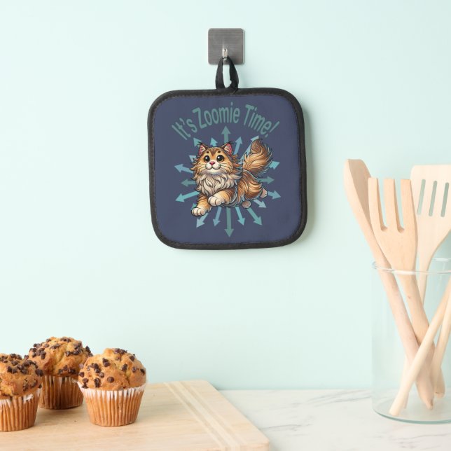 It's Zoomie Time Norwegian Forest Cat Pot Holder (Insitu(Hanging))