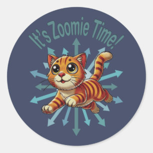 It's Zoomie Time Orange Tabby Cat Classic Round Sticker