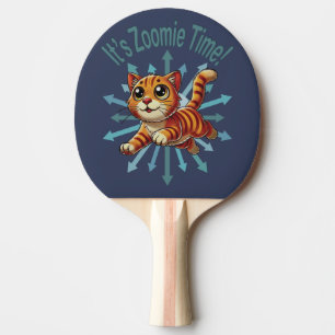 It's Zoomie Time Orange Tabby Cat Ping Pong Paddle