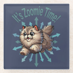 It's Zoomie Time Persian Cat Glass Coaster