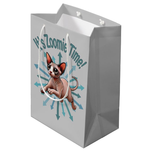 It's Zoomie Time Sphynx Cat Medium Gift Bag (Back Angled)