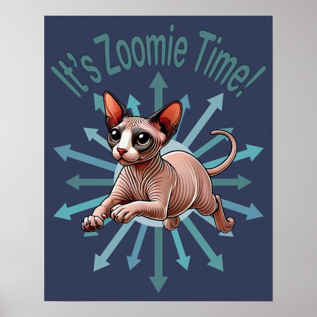It's Zoomie Time Sphynx Cat Poster (Front)