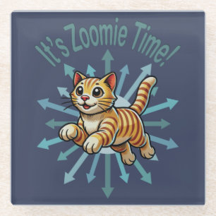 It's Zoomie Time Tiger Cat Glass Coaster