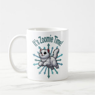 It's Zoomie Time White Cat Coffee Mug