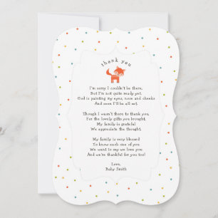 Itty Bitty Fox thank you note with poem Card