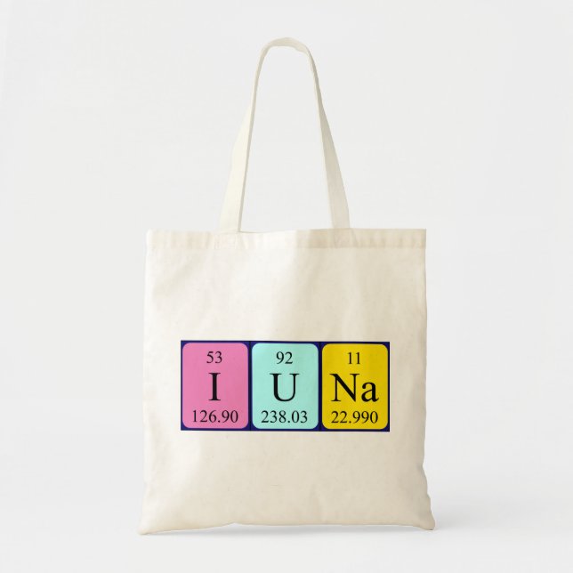 Iuna periodic table name tote bag (Front)