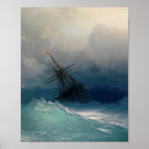 Ivan Aivazovsky - Ship On Stormy Sea Poster