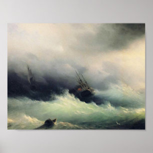 Ivan Aivazovsky- Ships in a Storm Poster