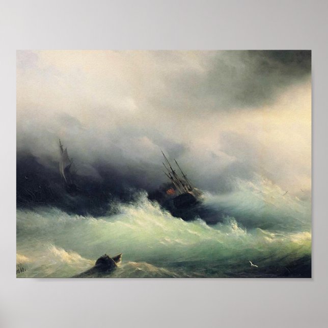 Ivan Aivazovsky- Ships in a Storm Poster (Front)